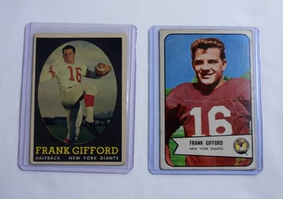 (2) FRANK GIFFORD FOOTBALL CARDS