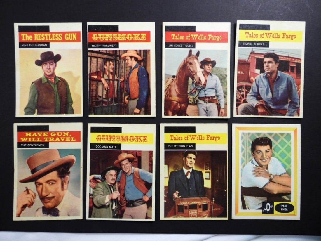 1960 FLEER SPINS and NEEDLES PAUL ANKA &: (7) 1958 GUNSMOKE CARDS