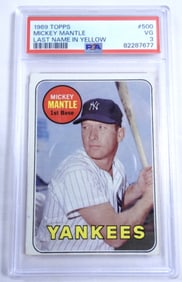 1969 TOPPS MICKEY MANTLE PSA VG 3