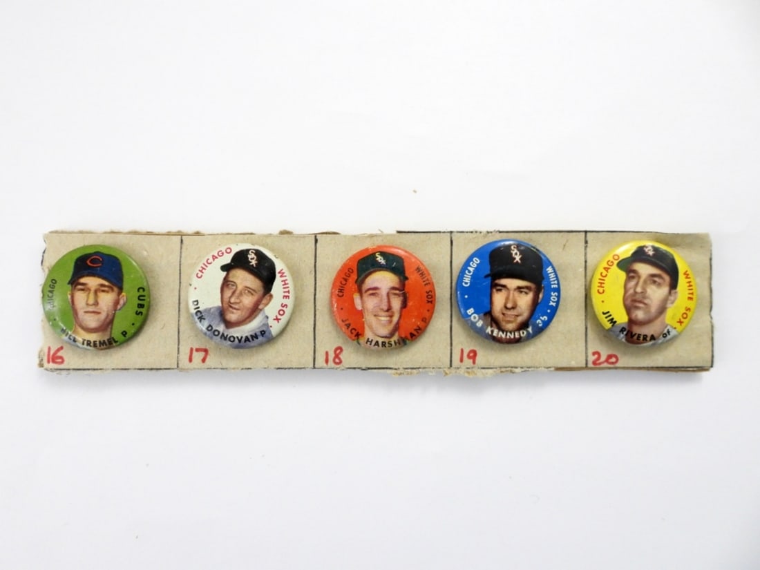 (5) 1956 TOPPS BASEBALL PINS / BUTTONS (1 of 1)