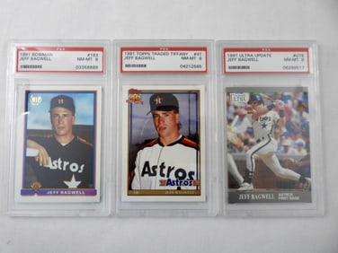 8 GRADE PSA 1991 JEFF BAGWELL CARDS (3)