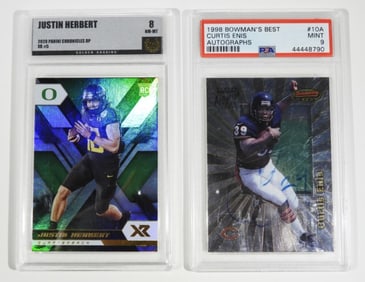 (2) GRADED FOOTBALL CARDS (1) SIGNED