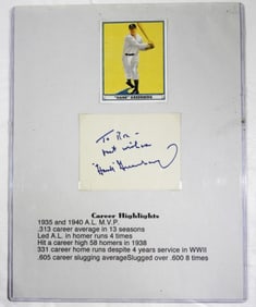 HANK GREENBERG SIGNED CUT SIGNATURE