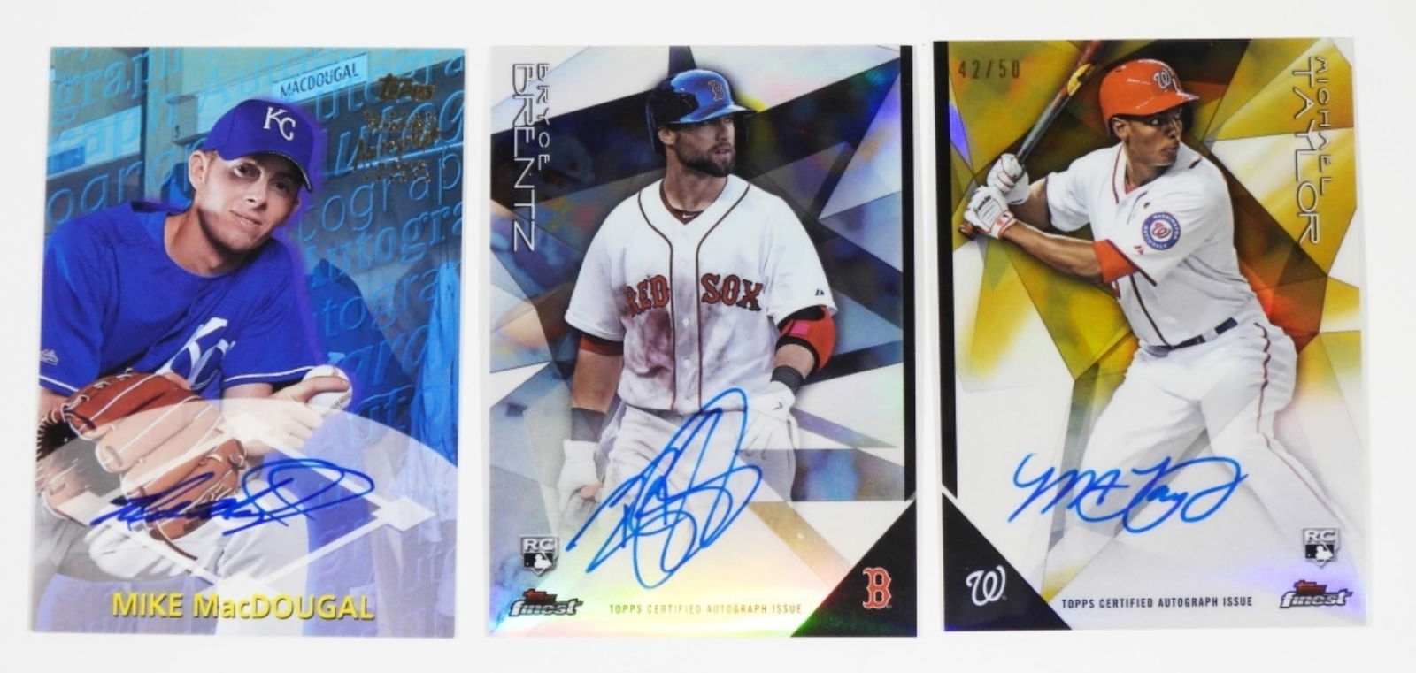 (3) AUTOGRAPH BASEBALL CARDS TOPPS: CERTIFIED CARD LOT- MICHAEL TAYLOR, BRYCE BRENTZ, MIKE MACDOUGAL
