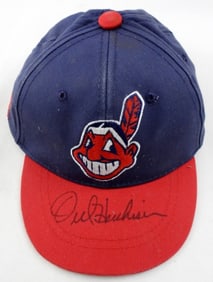 CLV INDIANS ORAL HERSHISER SIGNED HAT