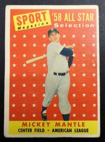 1958 TOPPS# 487 MICKEY MANTLE
