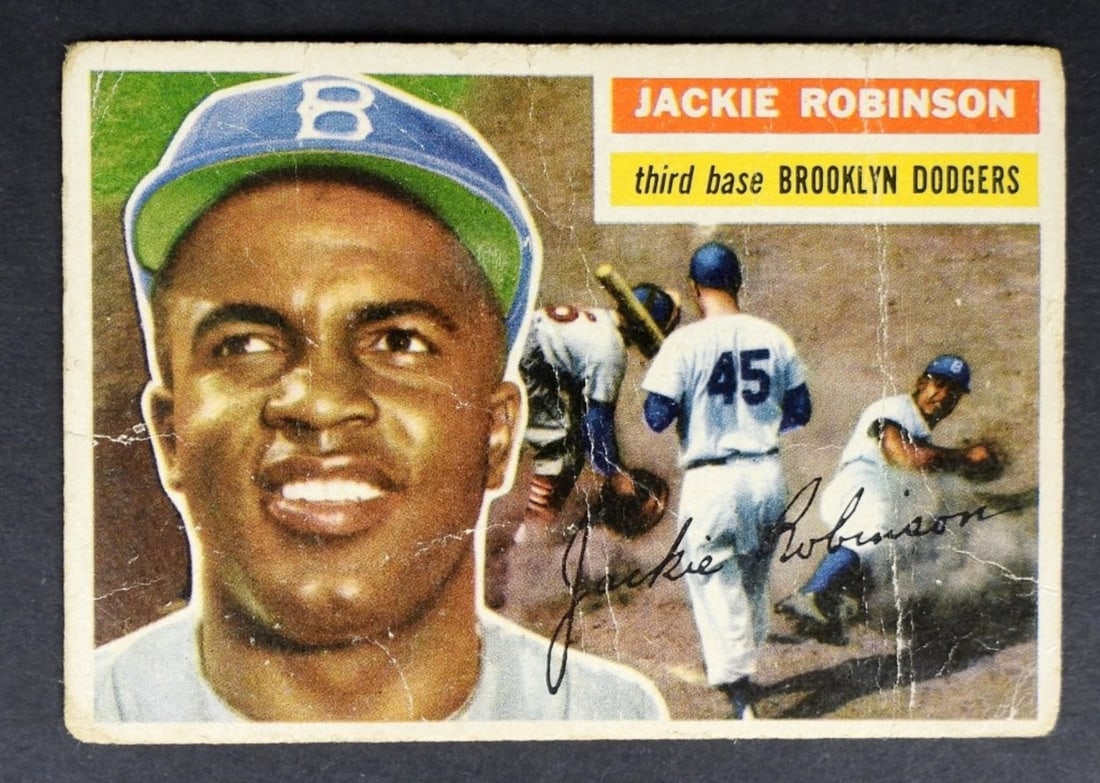 1956 TOPPS #30 JACKIE ROBINSON: GREY BACK - FAIR has surface issue / creasing