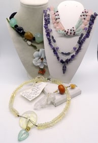 (7) NATURAL GEMSTONE NECKLACES