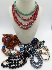 (8) GEMSTONE, CRYSTAL & BEADED NECKLACES