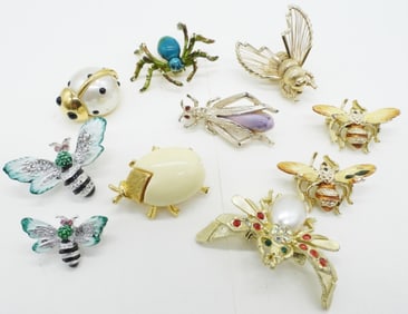 (10) VTG BUG PINS - SPIDER, BEES & MORE