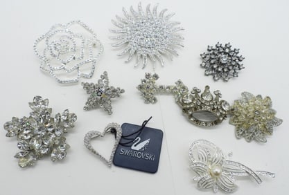 (10) RHINESTONE & SWAROVSKI BROOCHES