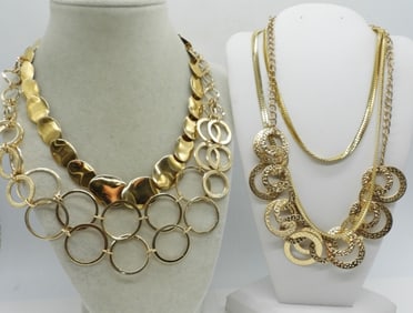 (4) GOLD TONE FASHION NECKLACES