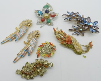 (7) COLORFUL RHINESTONE GEMSTONE PINS