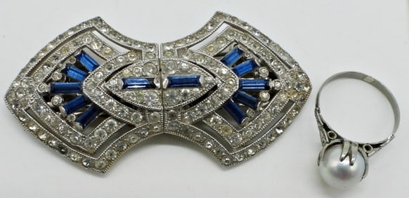 CORO DUETTE RHINESTONE BROOCH CLIP