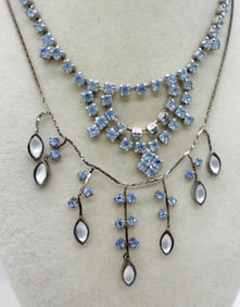 (4) BLUE RHINESTONE NECKLACES