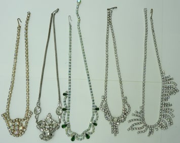 (5) GORGEOUS RHINESTONE NECKLACES