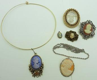 (6) PIECES OF CAMEO JEWELRY