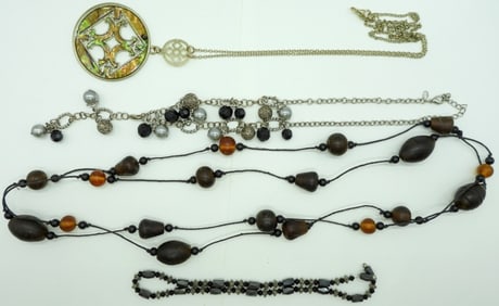 FOUR FASHION EARTH TONES NECKLACES