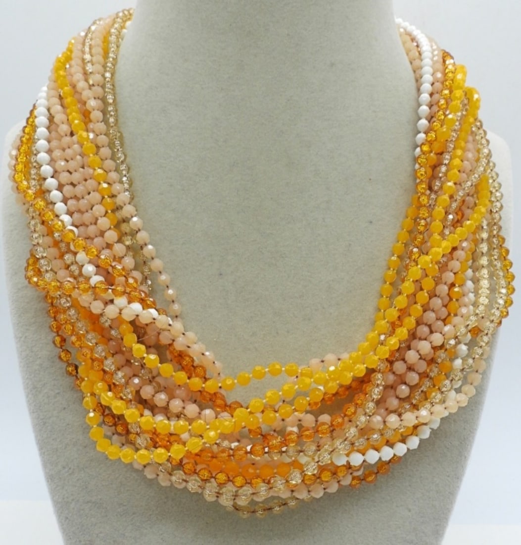 VTG CORO NECKLACE. WITH ORIG TAG: VINTAGE BEADED CORO NECKLACE, MULTI STRAND. STILL HAS THE ORIGINAL SALES TAG!