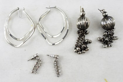 (3) VTG SILVER TONE EARRING SETS