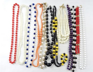(12) MIXED BEADED NECKLACES