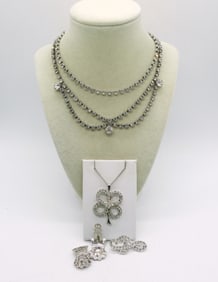 VINTAGE WHITE RHINESTONE - 5 PIECES