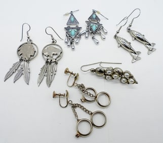 (5) PAIR OF DANGLING EARRINGS