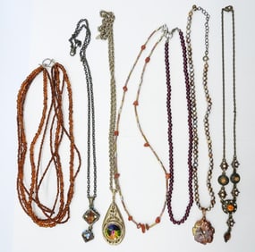 (7) BEADED GEMSTONE NECKLACES
