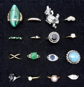 (16) GEMSTONE FASHION RINGS