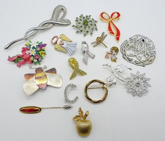 (16) VARIOUS STYLES PINS / BROOCHES