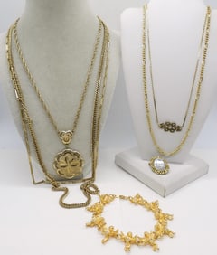 GOLD TONE NECKLACES & BRACELET