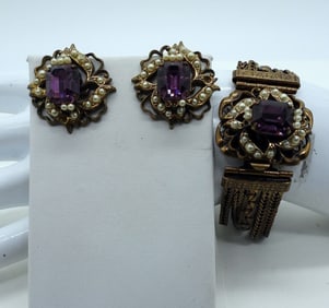 AMETHYST COLORED GEMSTONE SET