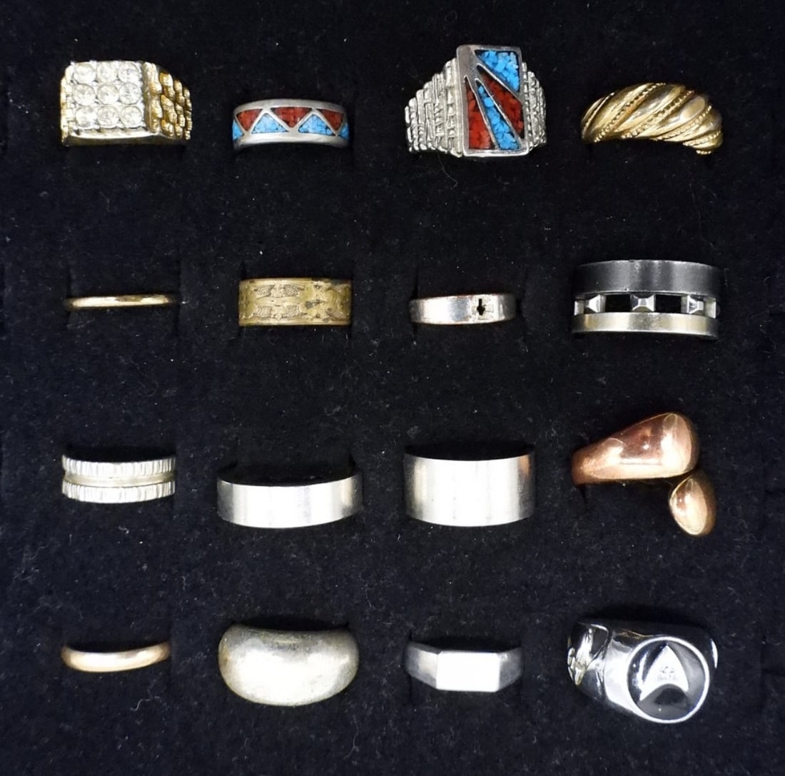 (16) FASHION RINGS - EVA KANT: ONE EVA KANT FASHION RING SIZE 8. 15 OTHER RINGS, SIZES 6-10