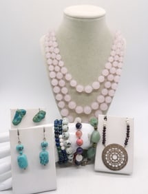 (9) NATURAL GEMSTONE NECKLACES & MORE