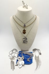 REED & BARTON PEWTER OWL NECKLACE +