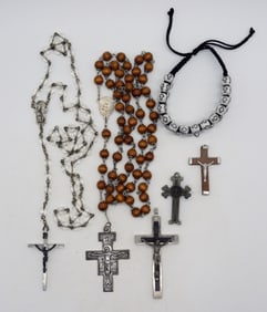 (6) ROSARIES, PENDANTS, BRACELET