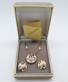 CLOISONNE NECKLACE EARRING SET