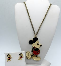 MICKEY MOUSE NECKLACE & EARRINGS