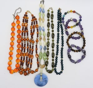 (9) PRETTY BEADED NECKLACES & BRACELETS
