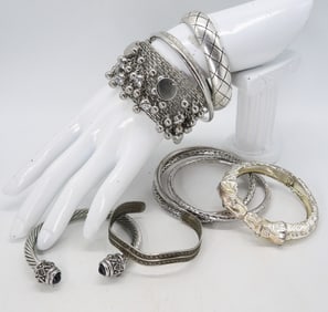 (8) SILVER TONE BANGLES