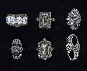 (6) MARCASITE FASHION RINGS