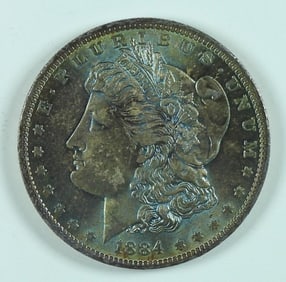 1884-O MORGAN DOLLAR - RAINBOW TONE
