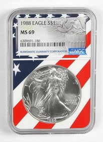 1988 AMERICAN SILVER EAGLE NGC MS69