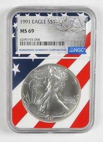 1991 AMERICAN SILVER EAGLE NGC MS69