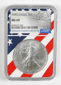 1993 AMERICAN SILVER EAGLE NGC MS69