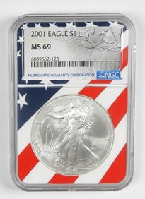 2001 AMERICAN SILVER EAGLE NGC MS69