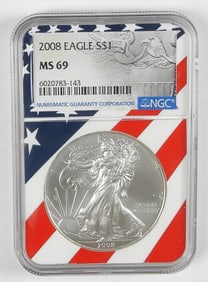 2008 AMERICAN SILVER EAGLE NGC MS69