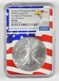 2020 (P) AMERICAN SILVER EAGLE NGC MS69