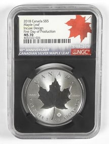 2018 CANADA $5 MAPLE LEAF NGC MS70