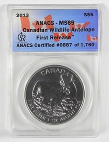 2013 CANADA $5 WILDLIFE ANTELOPE ANACS